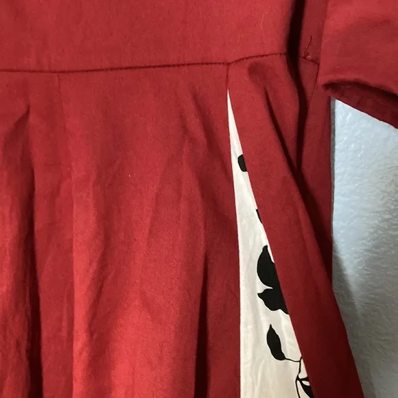 SWING DRESS/ Retro dress/ pin up dress/ maroon Size Lg - Picture 9 of 16